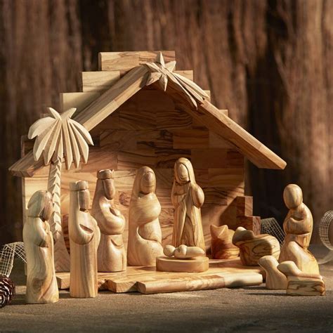 Olive Wood Nativity Set By Traidcraft
