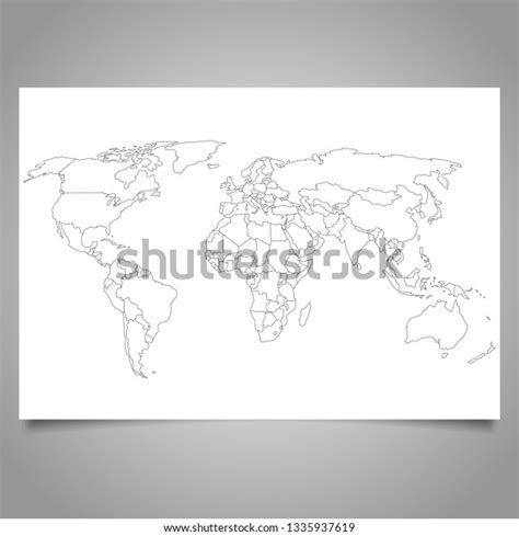 World Map Borders On White Paper Vector De Stock Libre De Regalías