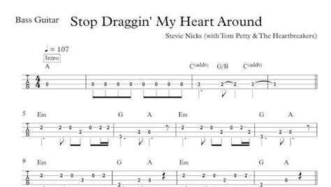 Stop Draggin My Heart Around Bass Guitar Music By The Measures