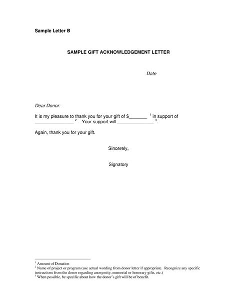 sample gift acknowledgment letter  donor templates