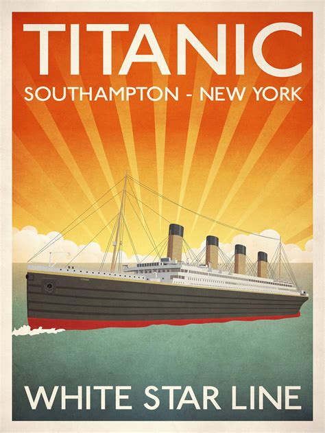 Titanic Travel Poster Retro Illustration Of Rms Titanic Etsy