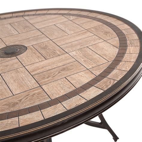 Mondawe Round Outdoor Dining Table 48 In W X 48 In L With Umbrella Hole