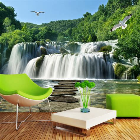Custom Photo 3d Wall Mural Nature Landscape Waterfall Sofa Tv