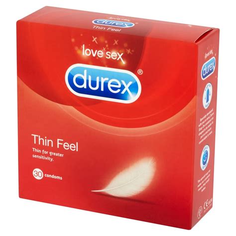 Durex Thin Feel Latex Condoms Transparent Lubricated Easy On Shaped
