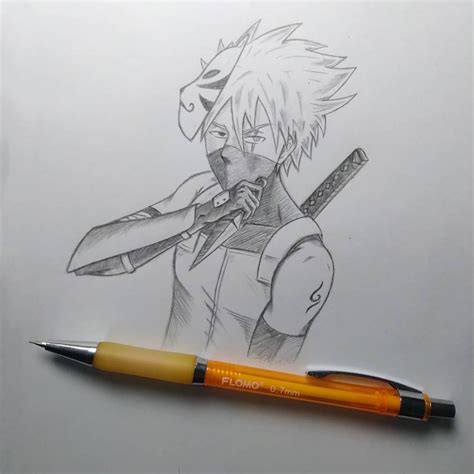 Anbu Kakashi Pencil Sketch Drawings Kakashi Drawing Naruto Drawings