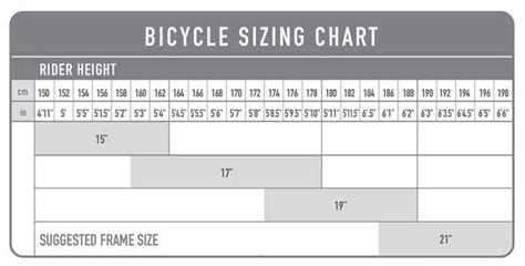 Womens Cruiser Bike Size Chart