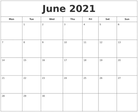 Calendar June 2021 Printable Free Letter Templates