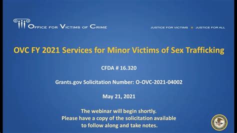Fy 2021 Services For Minor Victims Of Sex Trafficking Webinar Youtube