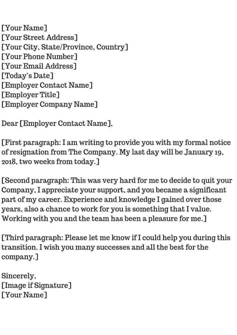 Resignation Letter Template Copy And Paste