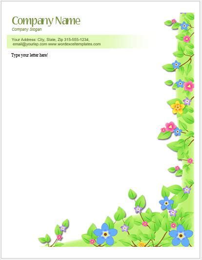 I am getting some notecards customized and i can't seem to find an equivalent to from the desk of in french. Floral Letterhead Templates for MS Word | Word & Excel ...