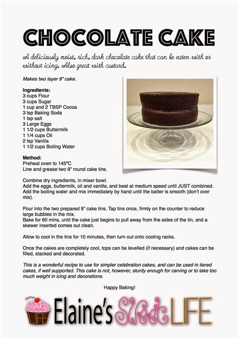 Elaine S Sweet Life Rich Dark Chocolate Cake Recipe