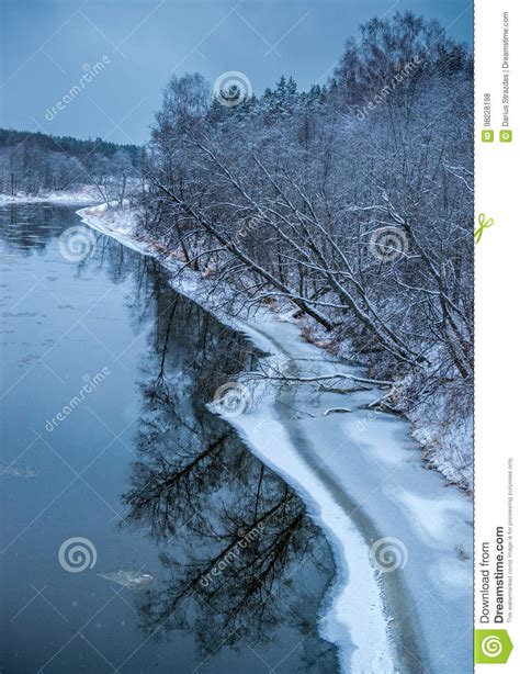 Winter River All Blue Stock Photo Image Of Landscape 98228198
