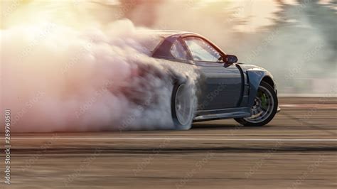 car drifting blurred image diffusion race drift car with lots of smoke