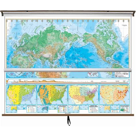 Usworld Advanced Physical Classroom Combo Wall Map On Roller W
