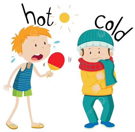 Opposite Adjectives Hot And Cold Clip Art Childhood Art Vector Clip