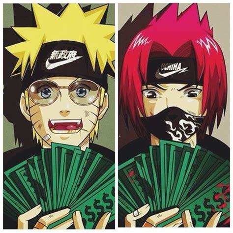 Uchiha sasuke, supreme, anime, redhead. Image result for naruto money nike | Naruto wallpaper ...