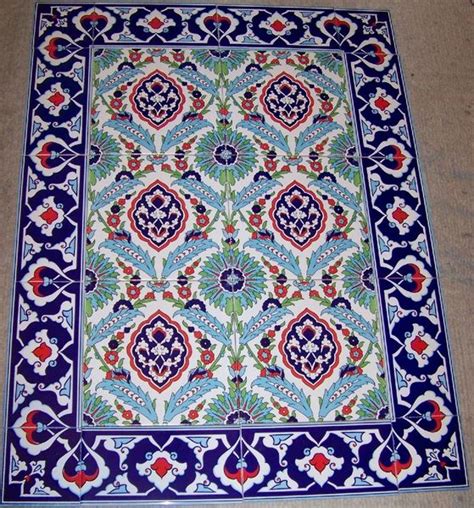 24 X32 Turkish Iznik Daisy Floral Ceramic Tile Mural Panel