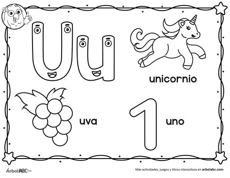 Letra U para colorear Árbol ABC
