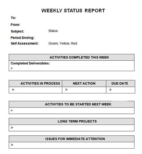 Weekly Report Templates 14 Free Printable Word Excel And Pdf Formats