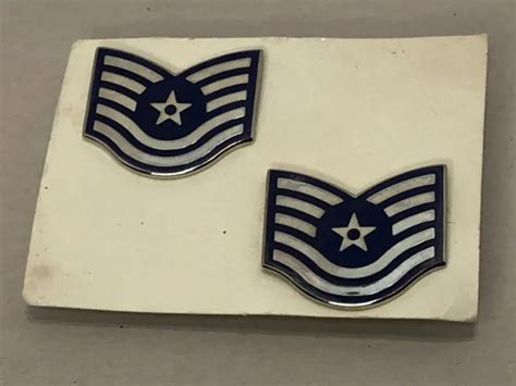 Pair Of Us Air Force E6 Tech Sergeant Rank Insignia Pins 999 Picclick