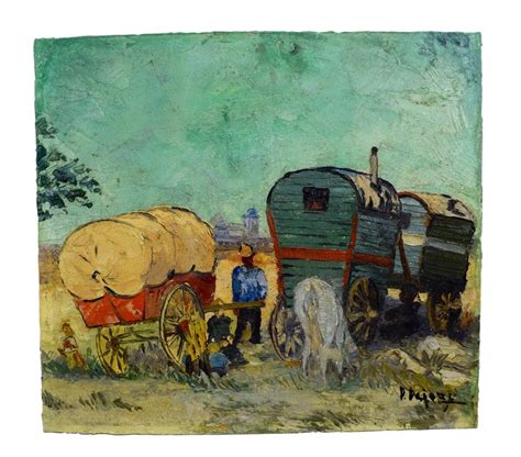 Gypsies Trailer Painting Painting Antique Oil Painting Art