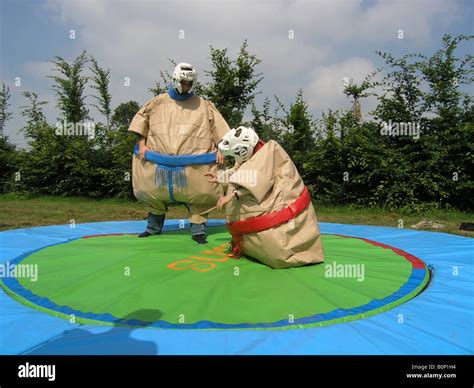 Students Sumo Wrestling At School Camp Stock Photo Alamy