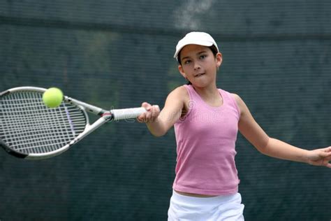 Girl Playing Tennis Stock Image Image Of Games Lifestyle 124461