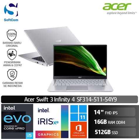 Jual Acer Swift 3 Sf314 511 54y9 I5 1135g7 Evo16gb512gb14w11ohs