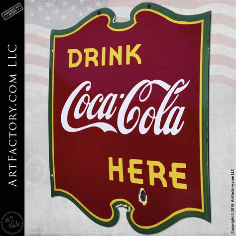 Vintage Coke Sign Drink Coca Cola Here Double Sideddie Cut