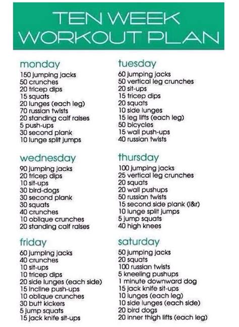 10 Week Gym Workout Plan Healthy Recipes Quick Dinner Ideas