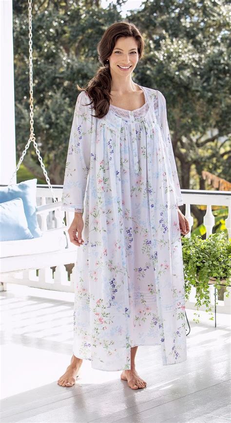 Eileen West Garden Of Dreams Cotton Lawn Nightgown And Matching Robe