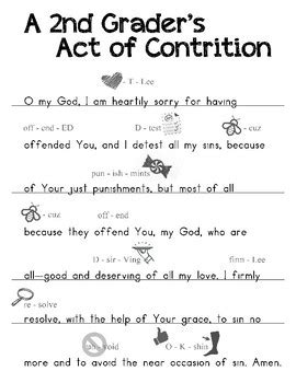 Act of contrition in the little book of the most holy child jesus by john priestly warmoll (1876). Act of Contrition for 2nd Graders by Mrs Flusche Teaches ...