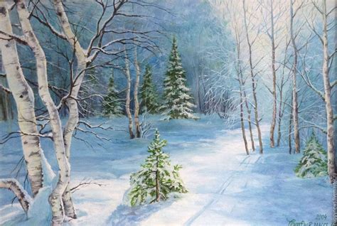 The Picture Winter Fairy Tale Landscape Oil Snow Covered