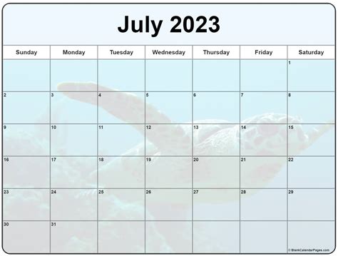 Free Monthly Calendar Template July 2023 Printable Templates Free