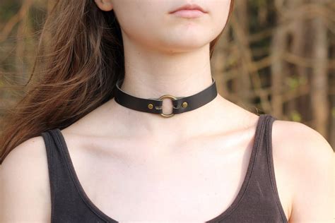 O Ring Leather Choker In Bdsm Style Black Collar For Etsy