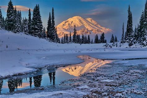 Early Morning Rainier Reflection Photograph By Lynn Hopwood Fine Art