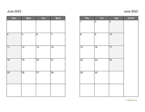 June 2023 Calendar On Two Pages