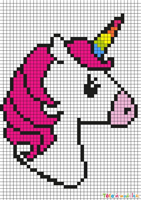 Pour dessiner cette licorne étoilée, il te faudra de la patience et de la. Pixel Art Tête De Licorne Par Tête À Modeler pour Pixel ...