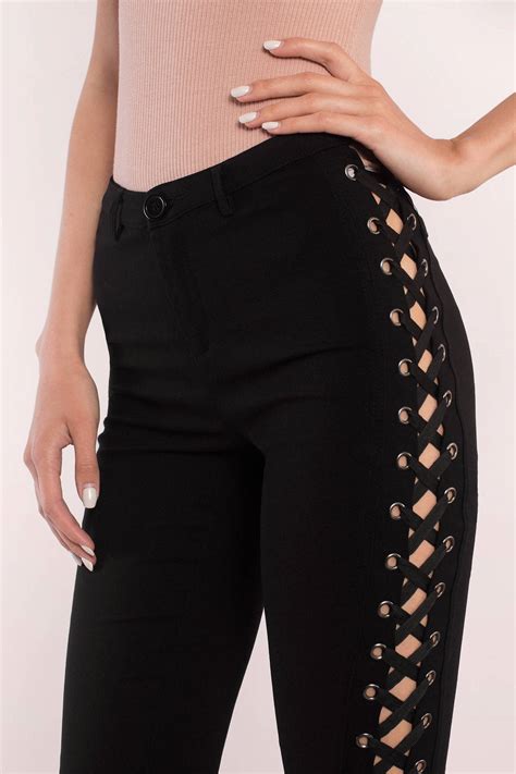 Amelia Side Lace Up Pants In Black 29 Tobi Us