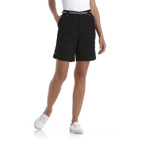 Basic Editions Womens Cotton Twill Bermuda Shorts And Belt