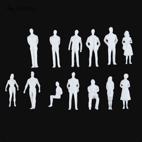 100pcs Plastic White Model People 36mm18mm13mm Miniature Figures