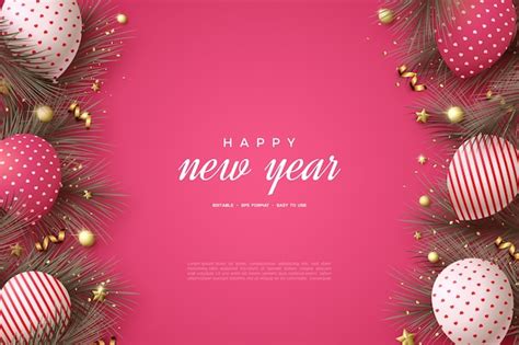 Premium Vector Happy New Year Card With Decorations