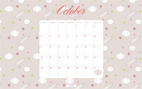 October 2015 Calendar Papier Bonbon