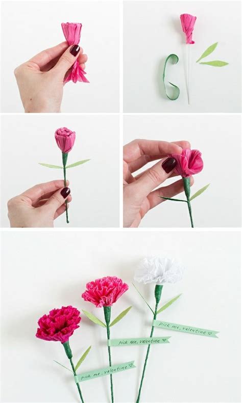 Spielerisch rosen basteln mit krepppapier diy bastelideen fur kinder auskrepppapier paper crafts origamirose rosenaus b rosen basteln. papiernelken, nelke aus seidenpapier, valentinstag, blumen ...