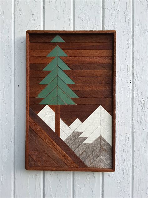 There you have it…our own diy reclaimed wood wall art. Reclaimed Wood Wall Art, Mountain Pine Tree Scene, 20" by ...