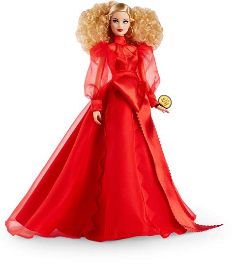 Buy Barbie Collector Mattel 75th Anniversary Doll 12 In Blonde Curly Hair In Red Chiffon Gown