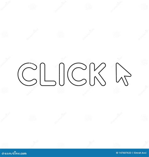 Vector Icon Concept Of Click Word With Mouse Cursor Stock Vector