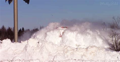 Speeding Train Slams Into Huge Wall Of Snow As Man