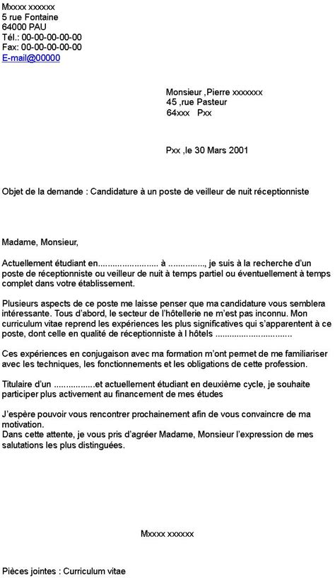 Lettre De Motivation Receptionniste Hotel - Lettre Modele