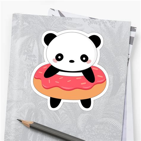 Kawaii Panda Donut Sticker By Happinessinatee Redbubble